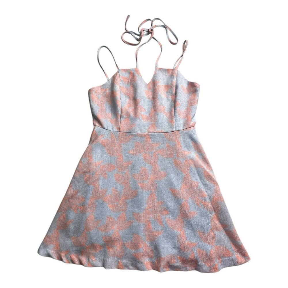 JOA Los Angeles Linen Adjustable Strap Sundress Pink/Gray Women's Size Small
